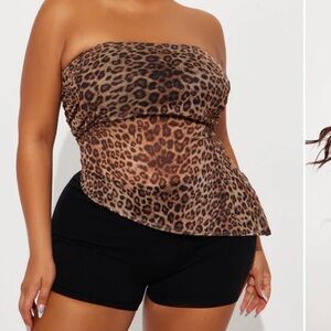Marceline Leopard Asymmetrical Mesh Tube Top - Leopard by Fashion Nova.